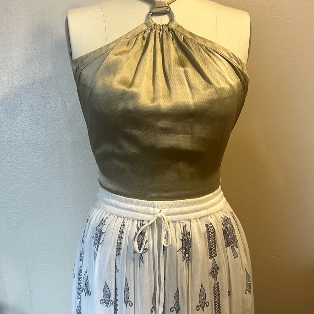 Off white with gold and purple design skirt